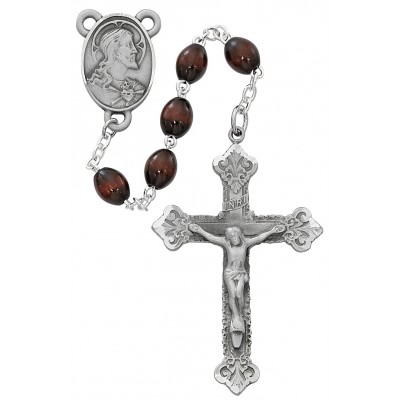 Brown Wood Pewter Rosary - 735365528578 - R714DF