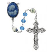 7mm Blue Crystal Cameo Rosary