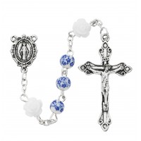 Blue Ceramic Flower Rosary
