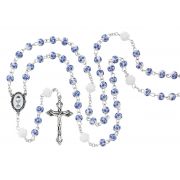 6mm Blue Ceramic Flower Rosary