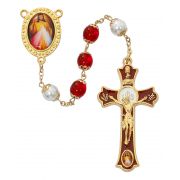 8mm Red/pearl Divine Mercy
