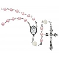 Pink W/wh Flower Chalice Rosry