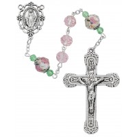 8mm Pink Crystal Flower Rosary