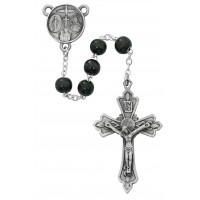 7mm Black Round Wood Rosary