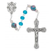 8mm Aqua Crystal Rosary