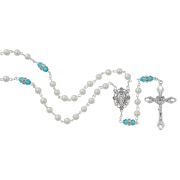 6mm Pearl, Aqua Rosary