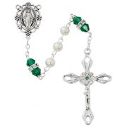 6mm Pearl, Emerald Rosary