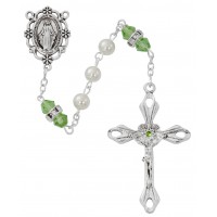 6mm Pearl, Peridot Rosary
