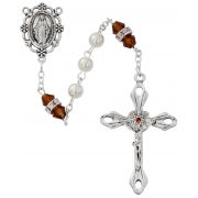 6mm Pearl, Topaz Rosary