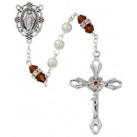 6mm Pearl, Topaz Rosary