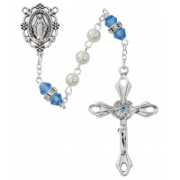 6mm Pearl, Light Blue Rosary