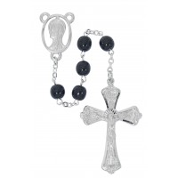 7mm Black Glass Rf Rosary, Box