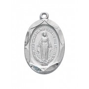 Rhodium Finish Miraculous Medal 18" Fine Chain