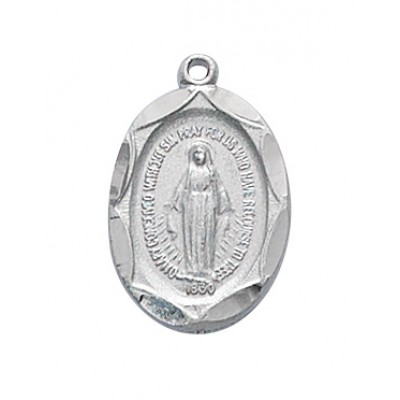 Rhodium Finish Miraculous Medal 18" Fine Chain 735365563784 - RC1603MI