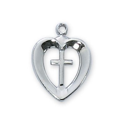 Rhodium Finish Heart Cross 18 inch Necklace Chain / Gift Box 2Pk - 735365579655 - RC419