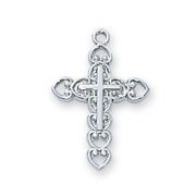 Rhodium Finish Cross 16 inch Necklace Chain