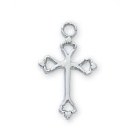 Rhodium Finish Cross 16 inch Necklace Chain & Box