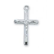 Rhodium Finish Crucifix 18 inch necklace Chain & Box