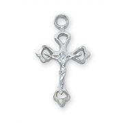 Rhodium Finish 9/16 x 3/8 inch Crucifix 16 inch Necklace Chain 2Pk