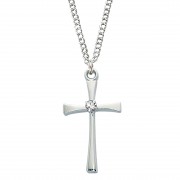 Rhodium April Birthstone w/18 inch Necklace Chain