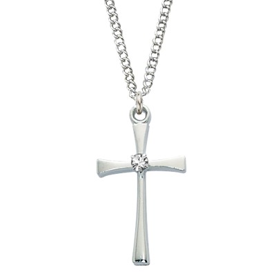 Rhodium April Birthstone w/18 inch Necklace Chain 735365151004 - RC9146-CR