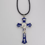 2 inch Rhodium Blue Holy Mass Crucifix