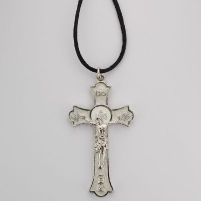 2 inch Rhodium White Holy Mass Crucifix 735365466146 - RC9156-PLC