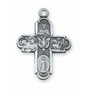 Antique Silver 4way Cross 18 inch Necklace Chain / Gift Box