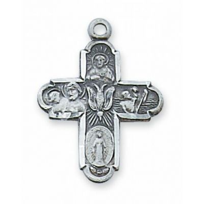 Antique Silver 4way Cross 18 inch Necklace Chain / Gift Box 2Pk - 735365603442 - AN2210S