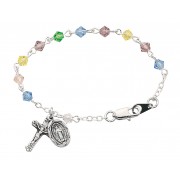5 1/2 inch Multi Baby Bracelet Rhodium Crucifix/Miraculous Medal