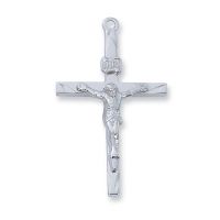 Sterling Silver 1-3/8in. Crucifix 24 inch Chain Necklace & Box