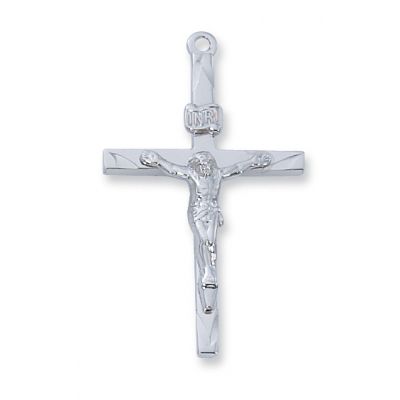 Sterling Silver 1-3/8in. Crucifix 24 inch Chain Necklace & Box - 735365272228 - L8086