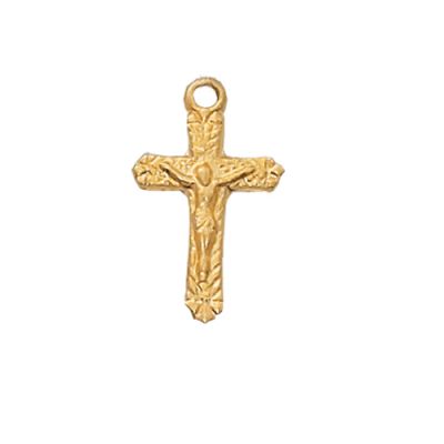 Gold Plated Sterling Silver 12/1 inch Crucifix 16 inch Necklace - 735365519774 - J66