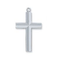Sterling Silver Engraved Cross 24 inch Necklace Chain