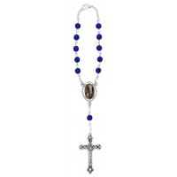 Blue Our Lady Lourdes Auto Rosary
