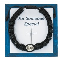 Black Wood Round Communion Bracelet-