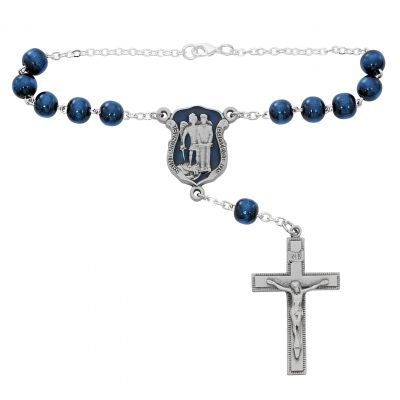 St Michael Blue Auto Rosary 735365517787 - AR80C