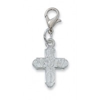 4 Way Clipable Rhodium Cross Charm