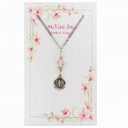 18in. Chain/Pink Bead/Miraculous Medal Necklace -