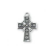 Sterling Silver 1/2 inch Celtic Cross 16 inch Necklace Chain