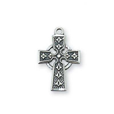 Sterling Silver 1/2 inch Celtic Cross 16 inch Necklace Chain - 735365164806 - L8023
