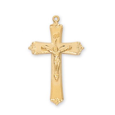 Gold Plated Sterling Silver Small Crucifix 18 inch Necklace Chain - 735365431717 - J9027