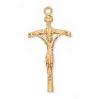 Gold Plated Sterling Silver Papal Crucifix 18 inch Necklace Chain