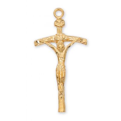 Gold Plated Sterling Silver Papal Crucifix 18 inch Necklace Chain - 735365449477 - J9040