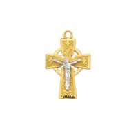 Gold Over Sterling Silver Tutone Celt Crucifix 18in Chain