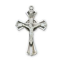 Sterling Silver 1 inch Crucifix 18 inch Necklace Chain/Box