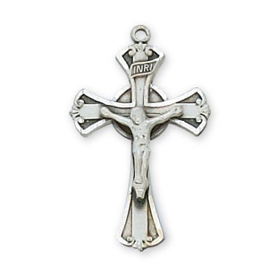 Sterling Silver 1 inch Crucifix 18 inch Necklace Chain/Box - 735365206773 - L8051