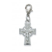Rhodium Finish Celtic Crucifix Clipable Charm