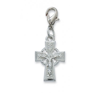 Rhodium Finish Celtic Crucifix Clipable Charm 735365572854 - CL8084