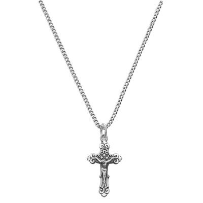 Sterling Silver 3/4 x 3/8 inch Crucifix 13 inch Necklace Chain - 735365705214 - L9103B